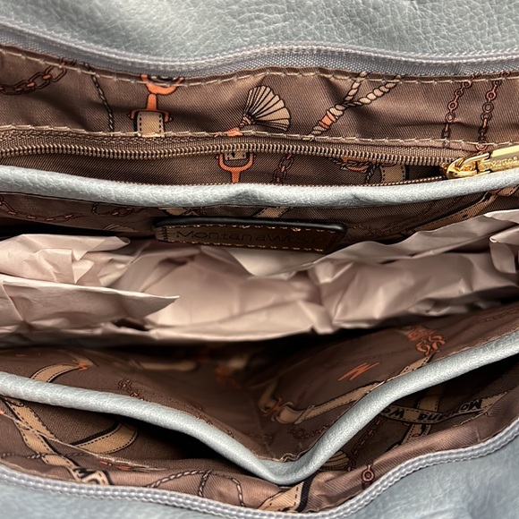 Montana West Top Handle Vegan Leather Tote Bag, NWT, Lt. Blue - Picture 8 of 10